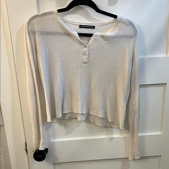 Brandy Melville Tops - Vintage Brandy Melville Cream Ribbed Long Sleeve Top